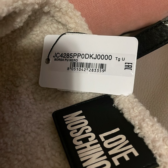 LOVE MOSCHINO Large Berber Lined Tote with Zip Pouch in black - Picture 5 of 12